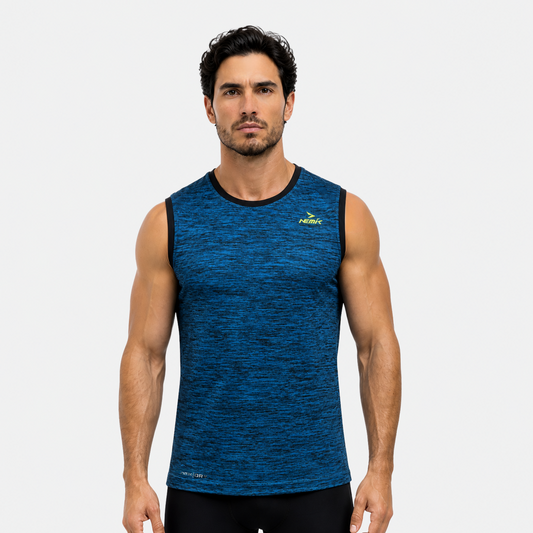 Playera Sin Mangas City Racer Azul Acqua/Negro Jaspe