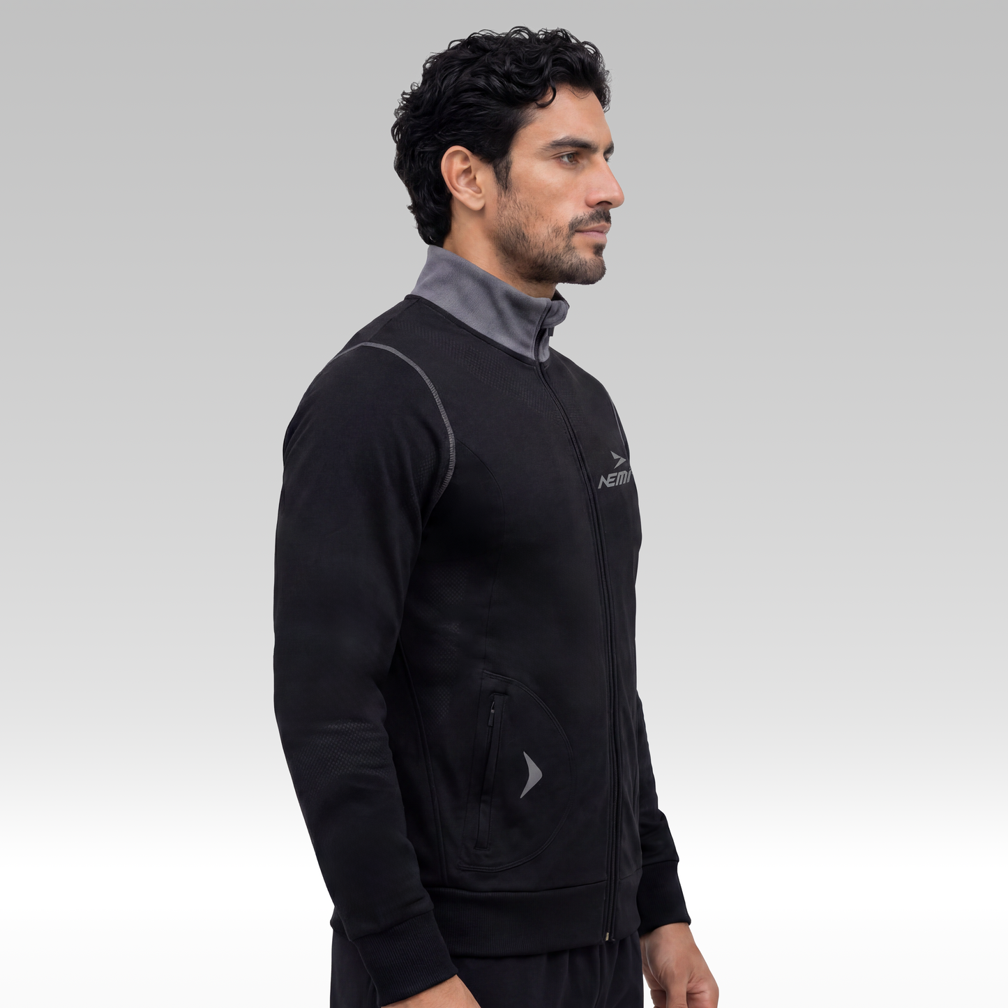 Chamarra Hard Running Negro/Gris