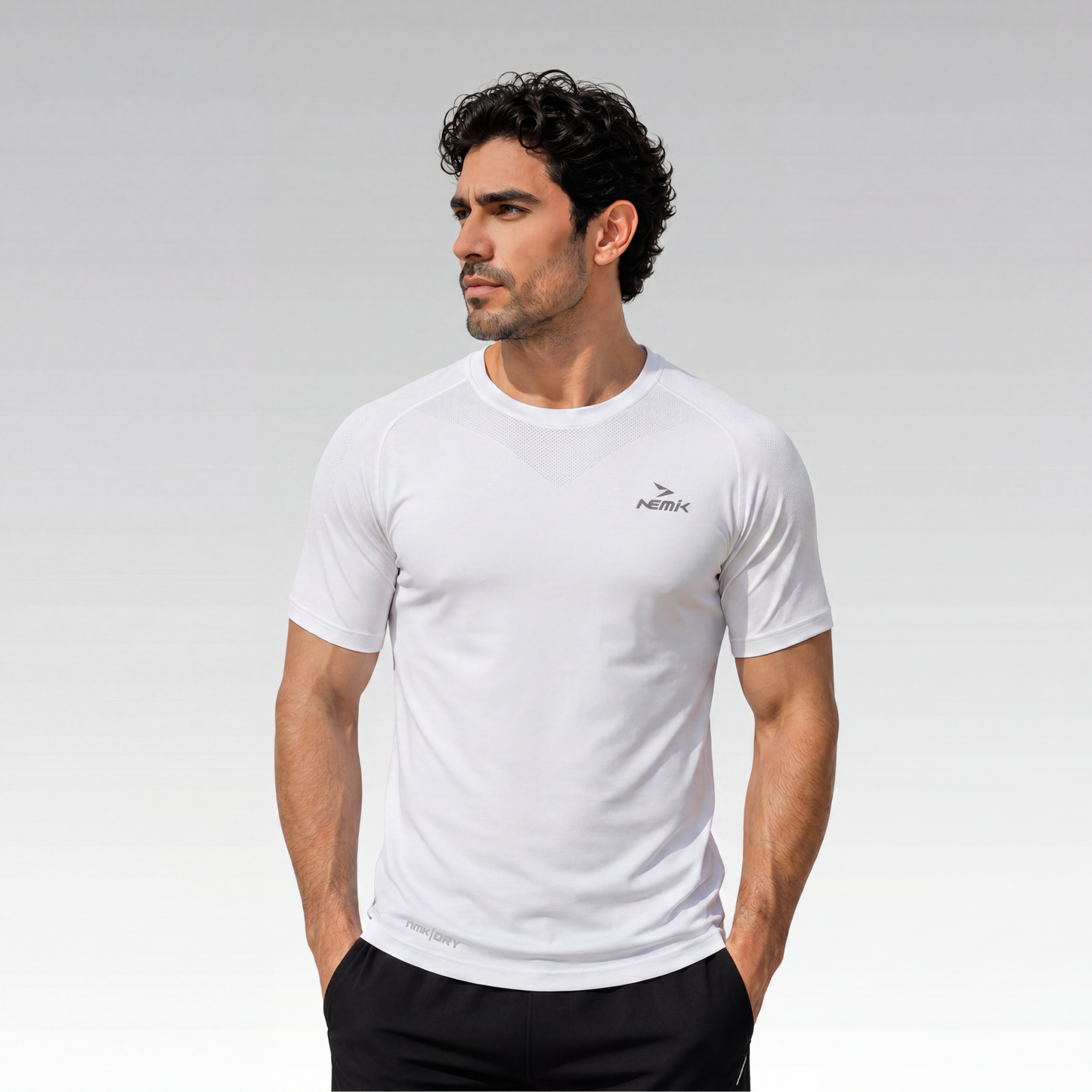Playera Manga Corta Caballero Hard Running Blanco