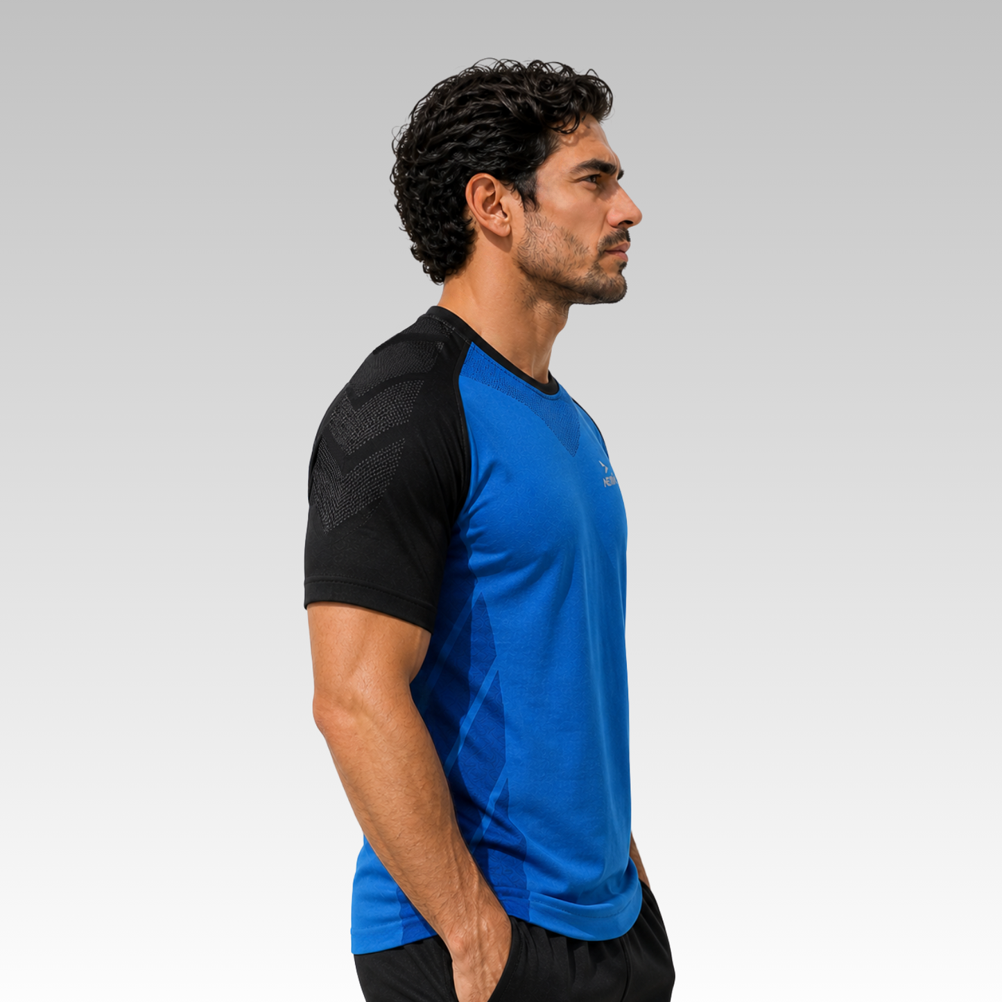 Playera Manga Corta Hard Running Azul Blue/Negro