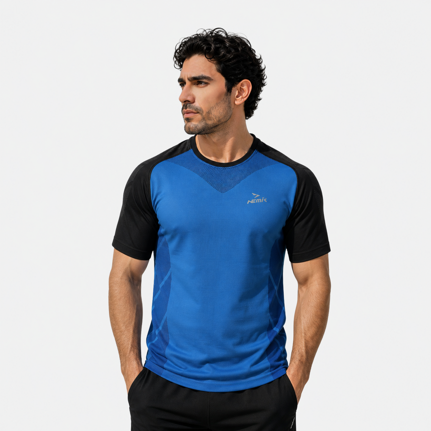 Playera Manga Corta Hard Running Azul Blue/Negro