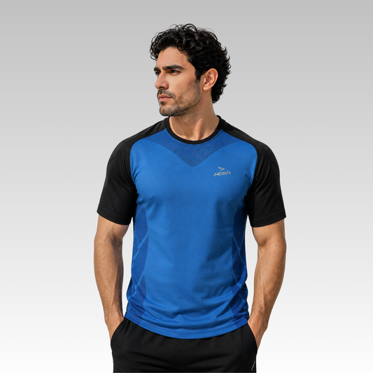 Playera Manga Corta Caballero Hard Running Azul Blue/Negro
