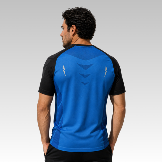 Playera Manga Corta Caballero Hard Running Azul Blue/Negro