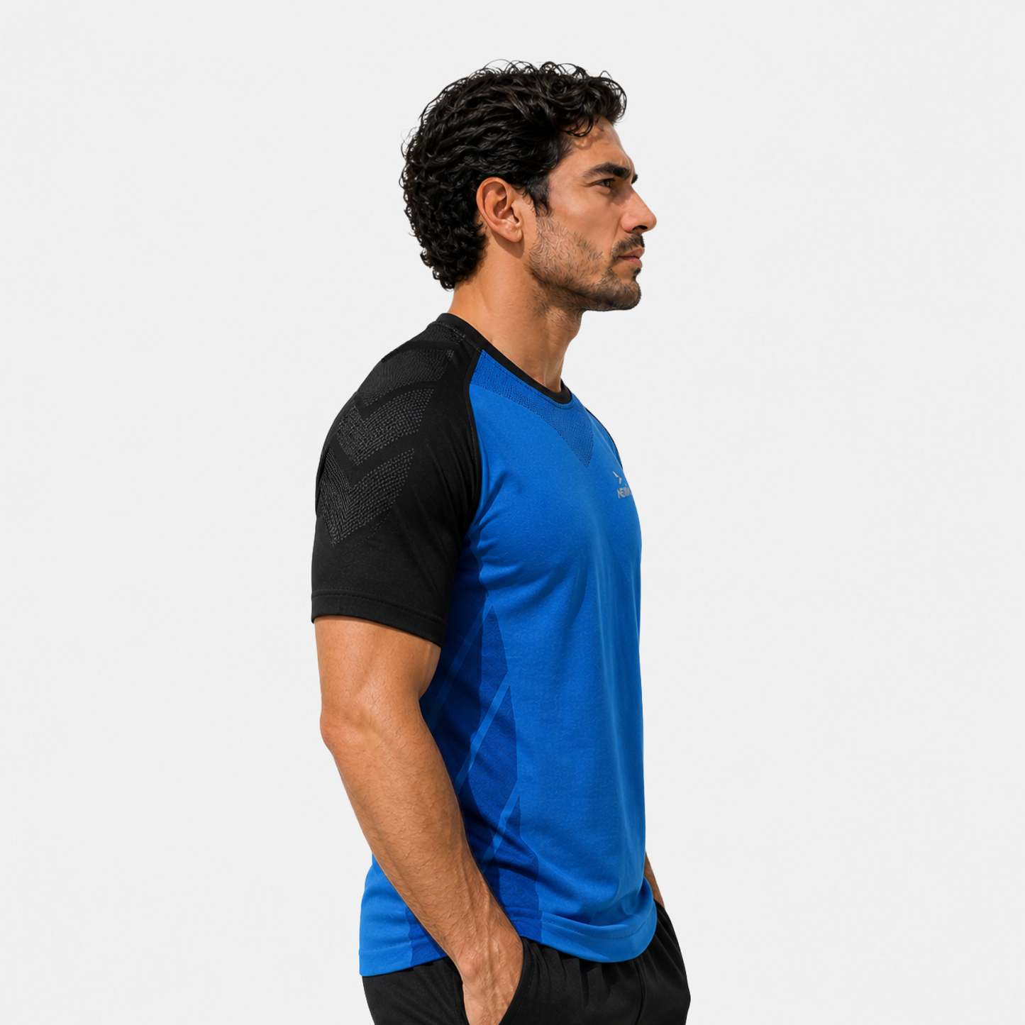 Playera Manga Corta Hard Running Azul Blue/Negro