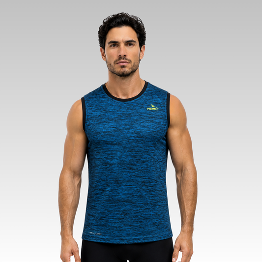 Playera Sin Mangas City Racer Azul Acqua/Negro Jaspe