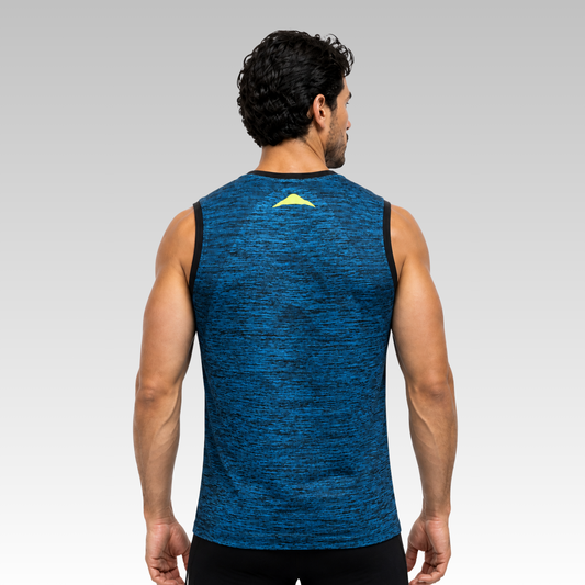 Playera Sin Mangas City Racer Azul Acqua/Negro Jaspe