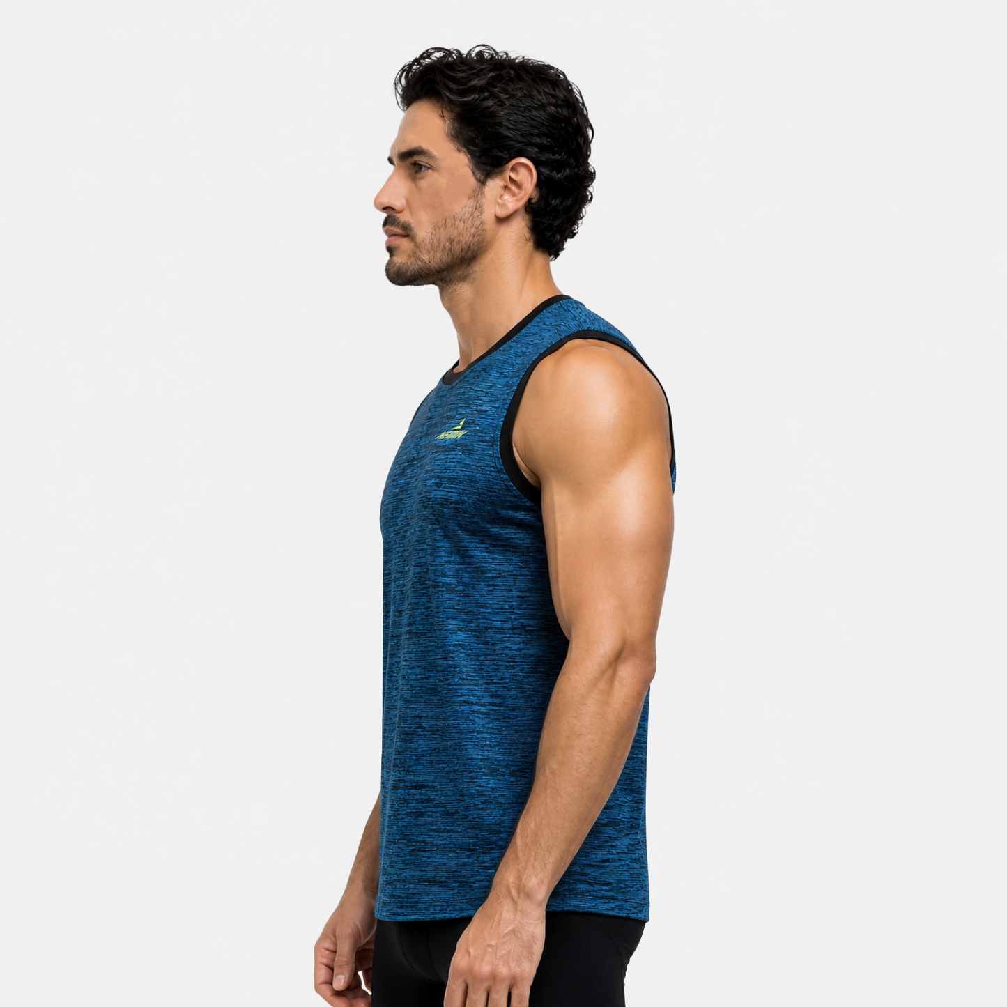 Playera Sin Mangas City Racer Azul Acqua/Negro Jaspe
